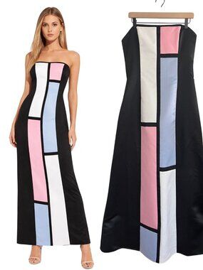 NWT Jessica McClintock for Gunne Sax Vintage Formal Dress Geo Pastel Y2K Size L